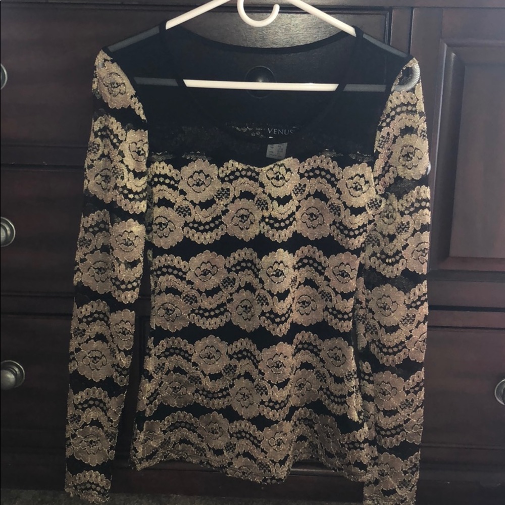 Venus gold and black blouse